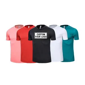 Toptan özelleştirilmiş sıcak satış spor nefes T gömlek donatılmış koşu T gömlek erkekler için