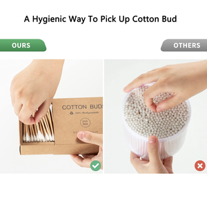 Disposable Ear Cleaning Eco-friendly Bamboo Cotton Buds 100 Pieces Bamboo Stick Cotton Bud With Kraft Paper <b>Drawer</b> Box Package - Product Image 4
