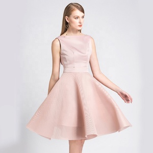 MZ18020 estilo ropa de verano de mujer <span class=keywords><strong>Sexy</strong></span> lazo rosa baile de graduación de malla vestido de las mujeres - Product Image 3