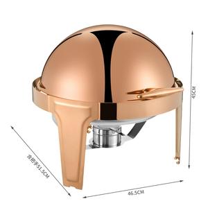 Plato redondo dorado con tapa Chafing Cheffing de 6 litros <span class=keywords><strong>Buffet</strong></span> de acero inoxidable para mantener los alimentos calientes Platos para frotar - Product Image 3