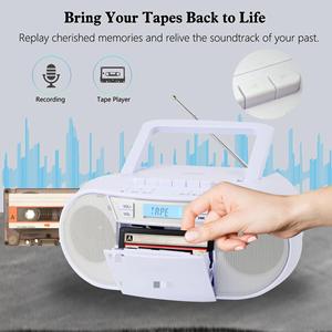 Reproductor de CD Portátil Retro Rojo y Negro Personalizado de Fábrica con Radio FM, Grabación USB, Altavoz Doble y Control Remoto para Audio en el Hogar - Product Image 4