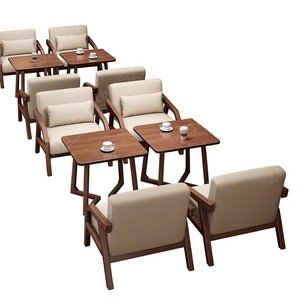 Nuova Combinazione Tavolo e Sedie in Stile Cinese per Caffetteria, Cabina Angolare per Sala da Tè, Negozi di Tè al Latte di Tendenza, Lounge di <span class=keywords><strong>Hotel</strong></span>, in Legno Massello - Product Image 6