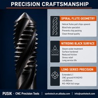 Tap Mesin Baja Tahan Karat Lubang Buta Dalam, Tangkai Panjang, Spiral Flute, Lapisan TiCN Kobalt M35, HSS-E, DIN376 M2 M20