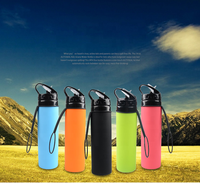 Bouteille d'eau pliable Portable en Silicone avec Logo personnalisé, marque privée, pour Sports de plein air, 600ml