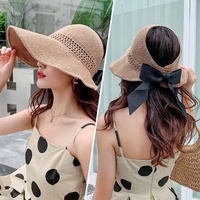 Chapeau Souvenir Femme Pliable à Large Bord, Anti-UV, avec Nœud et Protection Faciale, Idéal pour Cadeau Souvenir