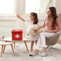Boîte de premiers secours multifonctionnelle en fer blanc et rouge à deux niveaux, finition laquée, écologique, avec plateau amovible pour la maison