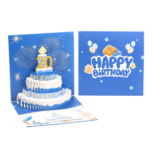 Cartes de vœux Pop Up 3D pour anniversaire de 20 ans, lumière LED chauffante, musique, joyeux anniversaire, <span class=keywords><strong>carte</strong></span> postale - Product Image 2