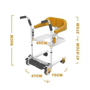 Silla de Ruedas Manual Amarilla Básica de 72 cm de Longitud, Práctica, de Acero, Multifuncional, Dispositivo de Transferencia para Pacientes - Product Image 1