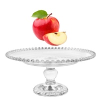 Présentoir en verre haut de gamme pour desserts et gâteaux, avec dentelle perlée en cristal, idéal pour bonbons et fruits, pour restaurants, hôtels et maisons.