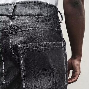 YSJY Produttore OEM di <span class=keywords><strong>Pantaloni</strong></span> in <span class=keywords><strong>Ecopelle</strong></span> Oversize Personalizzati, Stile Casual Streetwear, Modello Baggy a Zampa d'Elefante per Uomo - Product Image 4