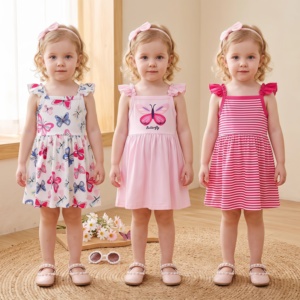 Abbigliamento per Bambini con Etichetta Privata, <span class=keywords><strong>Vestito</strong></span> Senza Maniche con <span class=keywords><strong>Farfalla</strong></span> Personalizzato, Abbigliamento Casual per Bambini, Vestiti per Bambine, Abito per Neonata - Product Image 1