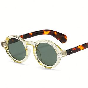 Lunettes de soleil rondes punk polarisées UV400 avec logo personnalisé, rivets rétro, verres transparents anti-lumière bleue pour hommes et femmes - Product Image 4