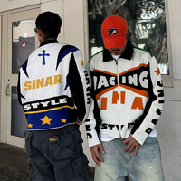 Pull d'hiver pour homme avec logo personnalisé, tricot décontracté, fermeture éclair, jacquard, pull à motif graphique, veste de course, pull en tricot