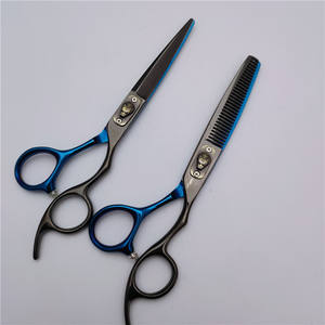 กรรไกรตัดผม Wolf Head Custom Edition ขนาด 6.0 นิ้ว สแตนเลสสตีล สำหรับมืออาชีพ ด้ามยาว ดีไซน์สีน้ำเงินดำ - Product Image 3