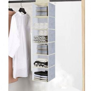 6 Shelf Hanging Clothes Storage Organizer Collapsible Accessory Shelves Hanging Closet Organizers Used for <b>Wardrobe</b> - Product Image 6