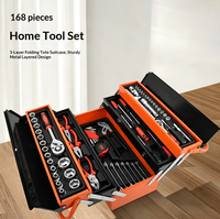 Ensemble de 168 outils professionnels en métal à 3 niveaux, boîte à outils pliable portable pour mécaniciens, kit d'outils à main pour atelier