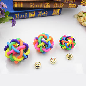 Colorful Woven Ball Within <b>Bell</b> Bite-resistant Pet Toy <b>Dog</b> Cat Rainbow Pet <b>Dog</b> Woven <b>Bell</b> Ball Bite Resistant Toy Rubber - Product Image 1