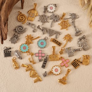 Không thấm nước 18K mạ vàng thép không gỉ đĩa mặt dây chuyền tự làm không phai bikini quyến rũ phụ kiện thời trang đồ trang sức món quà giáng sinh - Product Image 4