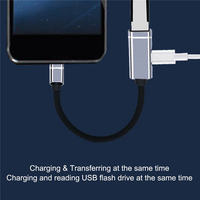 Kabel pengisi daya adaptor OTG, konverter USB c HUB PD beberapa Tipe C 2 dalam 1 Tipe c