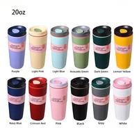 Botol Air 20oz, Tumbler Kopi Dinding Ganda Stainless Steel 304 Vakum Terisolasi dengan Tutup Flip Sip, Mug Anggur Logo Kustom