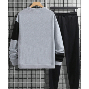Ensemble de survêtements deux pièces pour hommes personnalisés | Sweat-shirt à col rond décontracté et pantalon de jogging | Tenue de sport en mélange de coton doux - Product Image 2