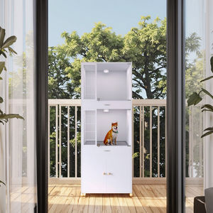 กรงสัตว์เลี้ยงทำจากไม้ระดับพรีเมี่ยมพร้อมช่องกว้างขวางและดีไซน์ทันสมัยสำหรับสุนัข - Product Image 4