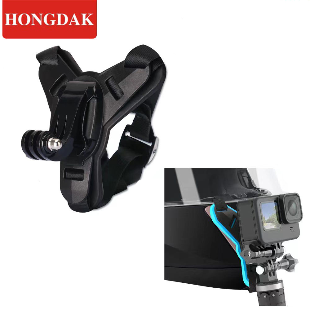 HONGDAK Stand Accessory Mounted Helmet Adapter Motorcycle Helmet Camera Mount Chin Strap Action Sports Camera Accessory
