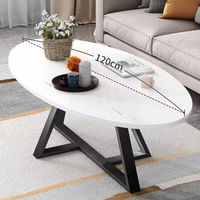 Table basse en métal robuste en forme de X, plateau ovale de 120 cm, mobilier modulaire pour salon, stable pour usage résidentiel et commercial