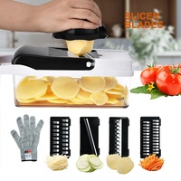 Multifunctionele aardappel- en uiensnijder, groentesnijder, spiraalsnijder, mandoline, groentesnijder, voedsel- en groentehakker