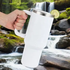 Tumino da viaggio in acciaio inox 40oz tazza termica con manico e coperchio in paglia grande capacità per portabicchieri auto