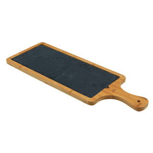 Tagliere in bambù Boxy Slate con manico per servire e presentare, 12x6 pollici - Product Image 1