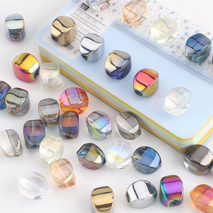 20개입 팩 10x13mm 투명 전기도금 매직 컷 롱 트위스트 호박 비즈 불규칙한 모양 크리스탈 유리 비즈 - Product Image 1