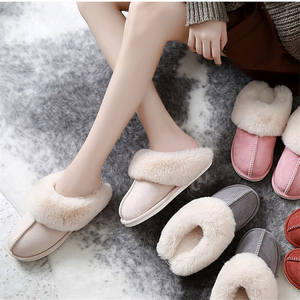 Chaussons d'hiver pour femmes, chaussures plates chaudes en peluche pour couple, chaussures douces d'intérieur pour femmes, chaussures à talon couvert pour femmes - Product Image 5