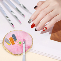 Manche acrylique dégradé rose vente en gros 7 pièces/ensemble de pinceaux à ongles ensemble de pinceaux de peinture ovale plat en nylon acrylique pour l'art des ongles