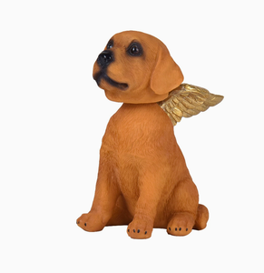Statua di Cane in Resina <span class=keywords><strong>con</strong></span> Ali Dorate, Adorabile Posizione Seduta e Lingua Rosa, Decorazione per Casa e Scrivania, Tema Angelico - Product Image 5