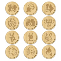 Tapis de boisson sculpté chien rond bambou sous-verre en bois gravé au Laser tapis de Table décor de cuisine cadeau mignon