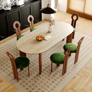 Ensemble table et chaises ovales en bois de frêne blanc nordique, 6 pièces, meubles de salle à manger en bois massif, design durable - Product Image 3