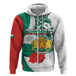 Jour de la libération de la Bulgarie Fabricant de sweat à capuche zippé Imprimé sur <span class=keywords><strong>Deman</strong></span> Lions Mascotte Veste imprimée Pull à capuche lourd pour hommes - Product Image 4