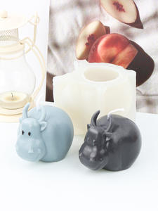 Dessin animé tête de buffle bougie moule bricolage Silicone <span class=keywords><strong>licorne</strong></span> bougie résine époxy moule à la main fée cerf gypse Fondant moule décor à la maison - Product Image 4