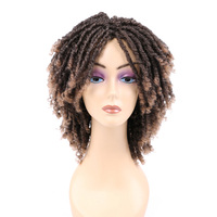 Perruque courte afro pour femme, fausse tresses synthétiques douces résistantes à la chaleur, noires, avec sangle réglable et bonnet en maille élastique, pour usage quotidien