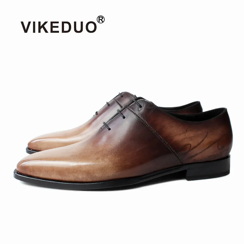 Vikeduo Hand Made Top Business Style Best Dress Shoe For Men Brown Mens Business Oxford High Quality Leather Shoes