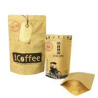 Sachet en papier kraft noir avec valve pour café en grains, en forme de champignon, à fermeture thermique