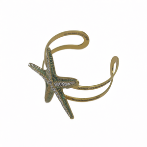 Brazalete de Moda en Acero Inoxidable 316L con Baño de Oro PVD, Diseño de Estrella de Mar, Joyería Sostenible y Resistente - Product Image 2