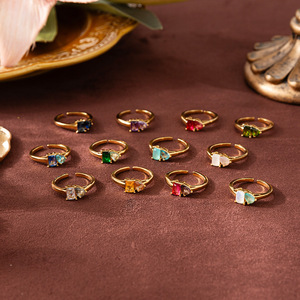 Birthstone <b>Adjustable</b> <b>Ring</b> | 18K PVD Gold Plated Stainless Steel 12 Month Trendy Jewelry for Women | Waterproof & Hypoallergenic - Product Image 4