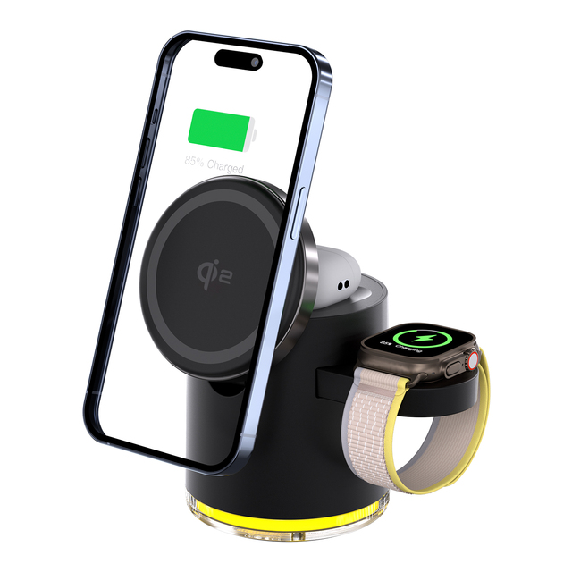 3 in 1 Cube Qi2 Foldable Wireless Charger for  Magnetic Portable 15W Fast Charging Stand Desktop Charging Station