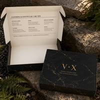 Boîtes d'expédition personnalisées pour perruques, cosmétiques, fleurs, biscuits, cadeaux, en carton ondulé noir imprimé sur mesure, pour vêtements et emballages en papier