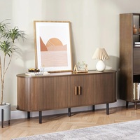 Meuble TV moderne en bois pour téléviseur jusqu'à 80 '', meuble TV de luxe en faux marbre avec silhouette incurvée