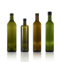 Bouteille en verre carrée vert foncé haut de gamme pour huile de cuisson Marasca avec bec verseur anti-fuite pour la gastronomie 100ml