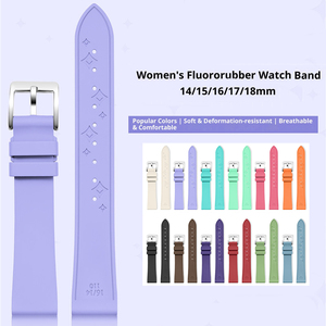 <span class=keywords><strong>Bracelet</strong></span> de montre en caoutchouc fluoré pour <span class=keywords><strong>Tissot</strong></span> et Longines, 14mm, 15mm, 16mm, 17mm, 18mm, FKM, pour femmes, coloré, universel, <span class=keywords><strong>bracelet</strong></span> de remplacement - Product Image 2