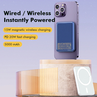 Venta al por mayor de baterías portátiles de 5,000 mAh con carga rápida y función de carga inalámbrica magnética.